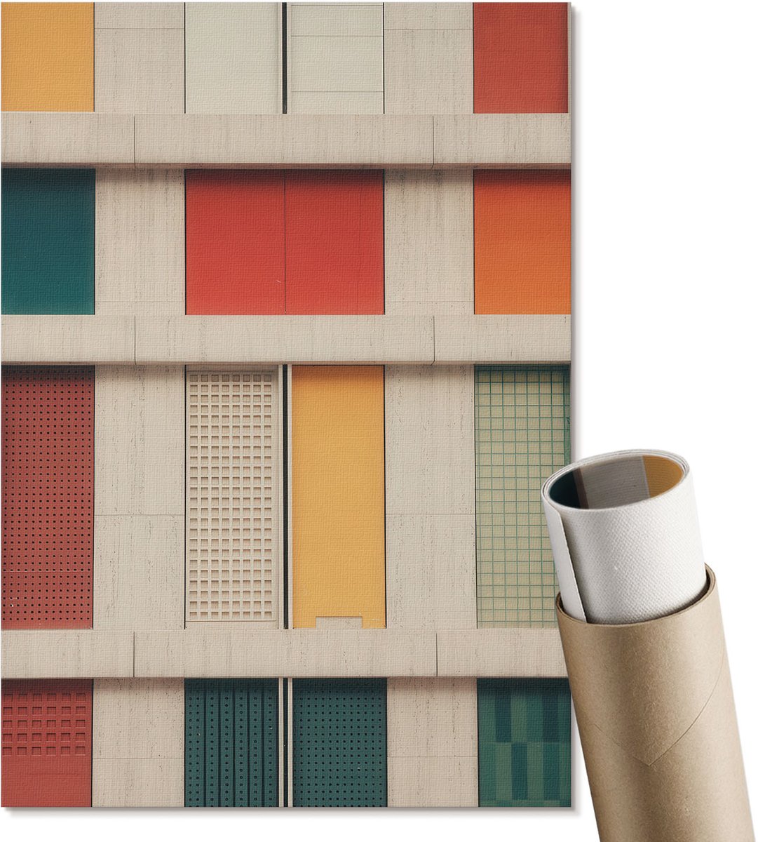 Coloray Polycanvas Wandposter - Omarmen, Romig - A2 - Groen Wandposter - Rechthoek - Wandkunstwerk - Woonkamer - Deel