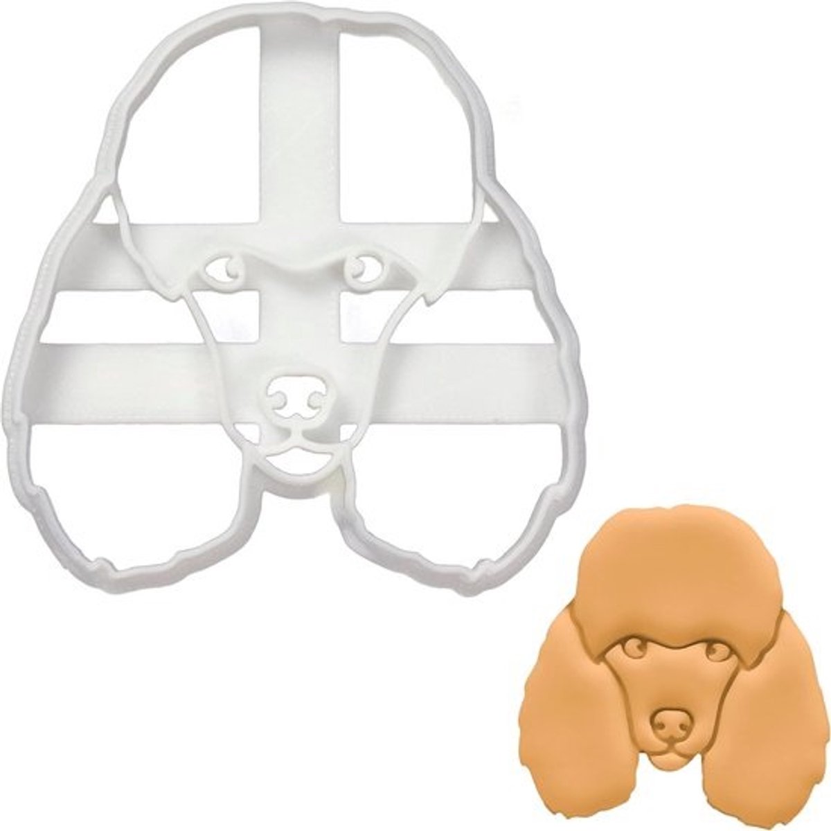 Koekjesuitsteker Hond - Hondenkoekjes Vorm - Bakken Decoratie - Gedetailleerd Poedel Gezicht - 7.5 x 7.3 cm - Wit
