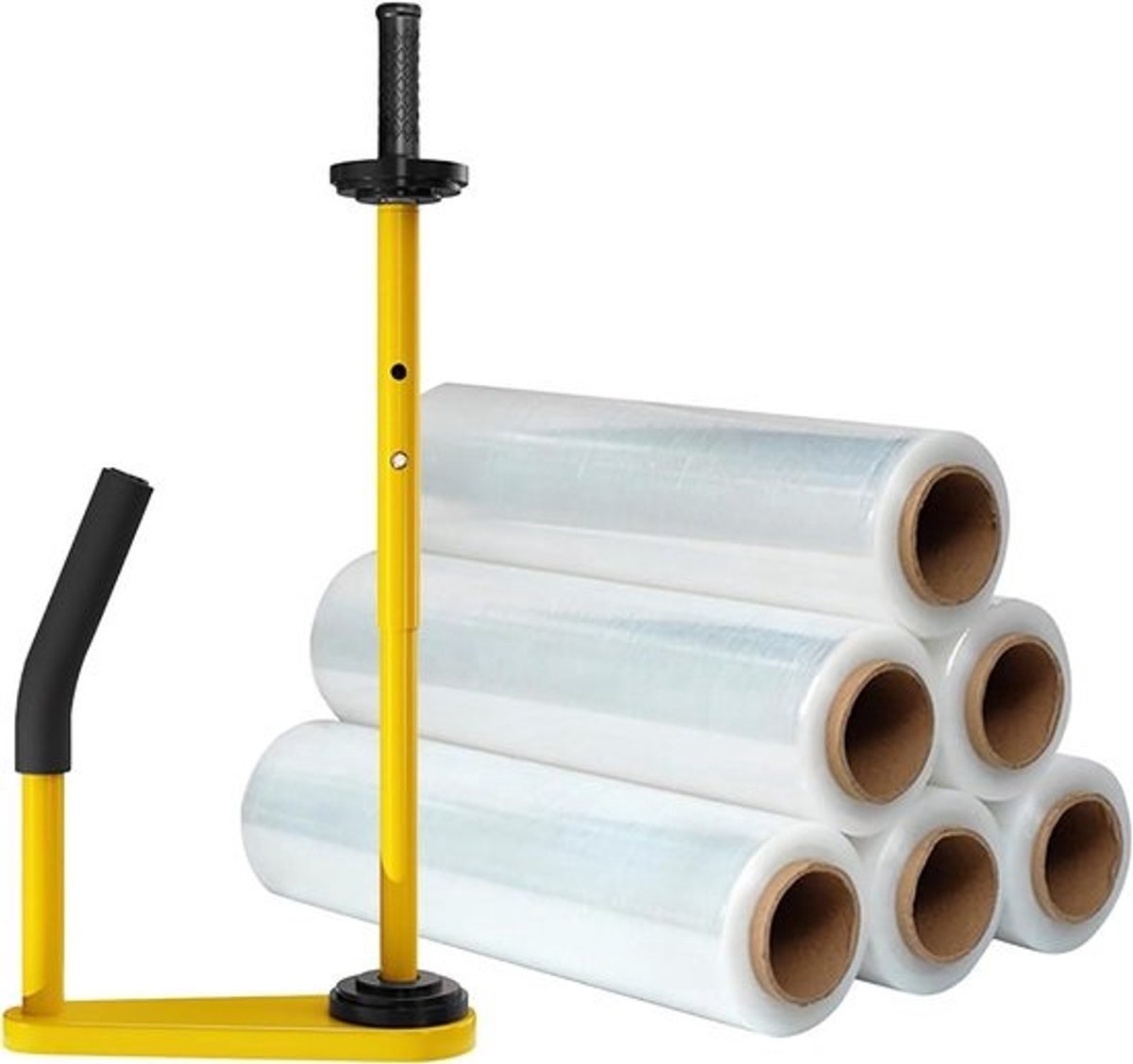 Foliedispenser met Rollen - Rekfolie Dispenser - Pallets Verpakken - Ergonomische Handgreep - 50 cm Breedte - Transparant