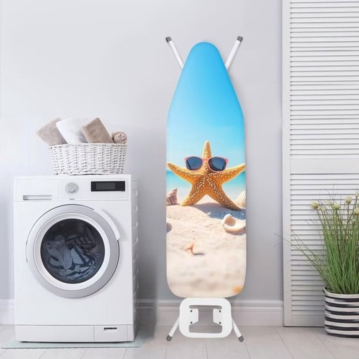 Strijkplankhoes Zeester Print - Strijkplankovertrek Hittebestendig - Kleding Strijken - Met Klittenbandsluitingen - 110 x 30 cm - Meerkleurig
