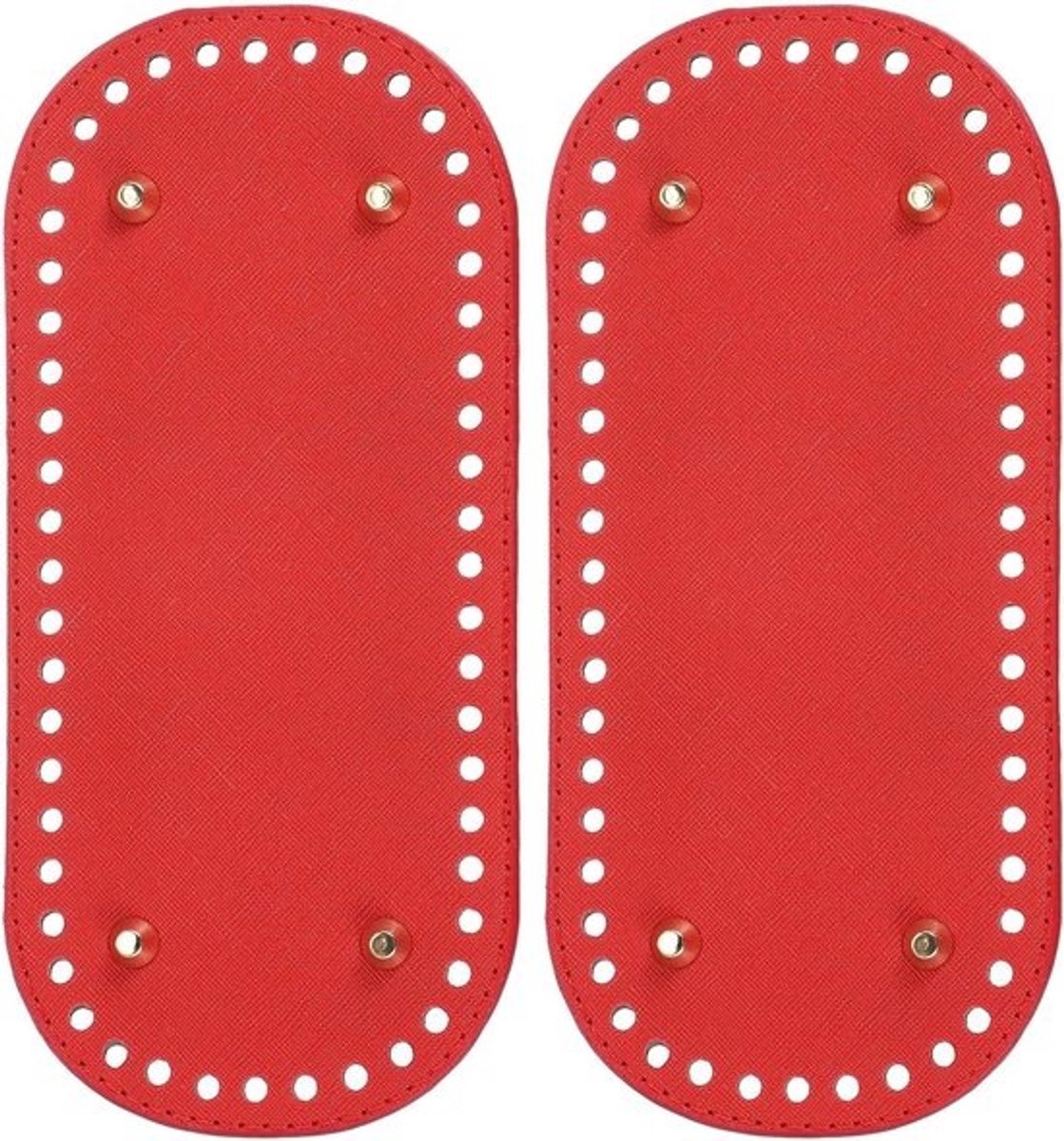 Tas Bodem - Ovale Bodem - Handtassen Maken - Met Metalen Studs - 22x10 cm - Rood