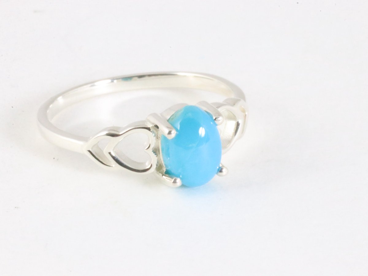 Fijne hoogglans zilveren ring met blauwe turkoois - maat 18