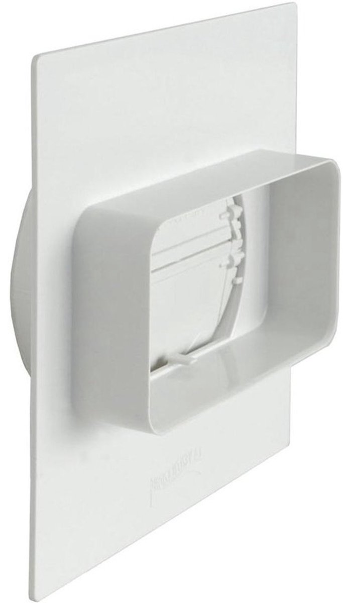 Wandbuis Hoekstuk - Ventilatiebuis bocht - Luchtkanaliseren - Overgang rond naar plat - 120x60mm - 100mm - Wit