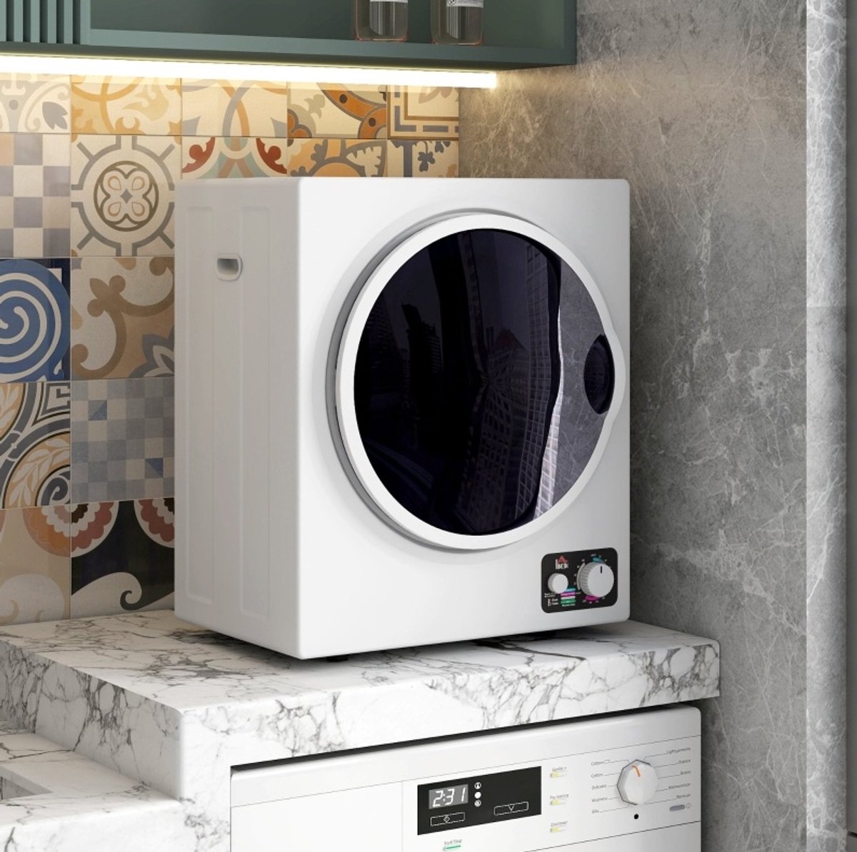 MODFU - Mini Wasdroger - 4 Kg - 4 Programma's - 2 Warmtestanden - Afvoerdroger - Wit