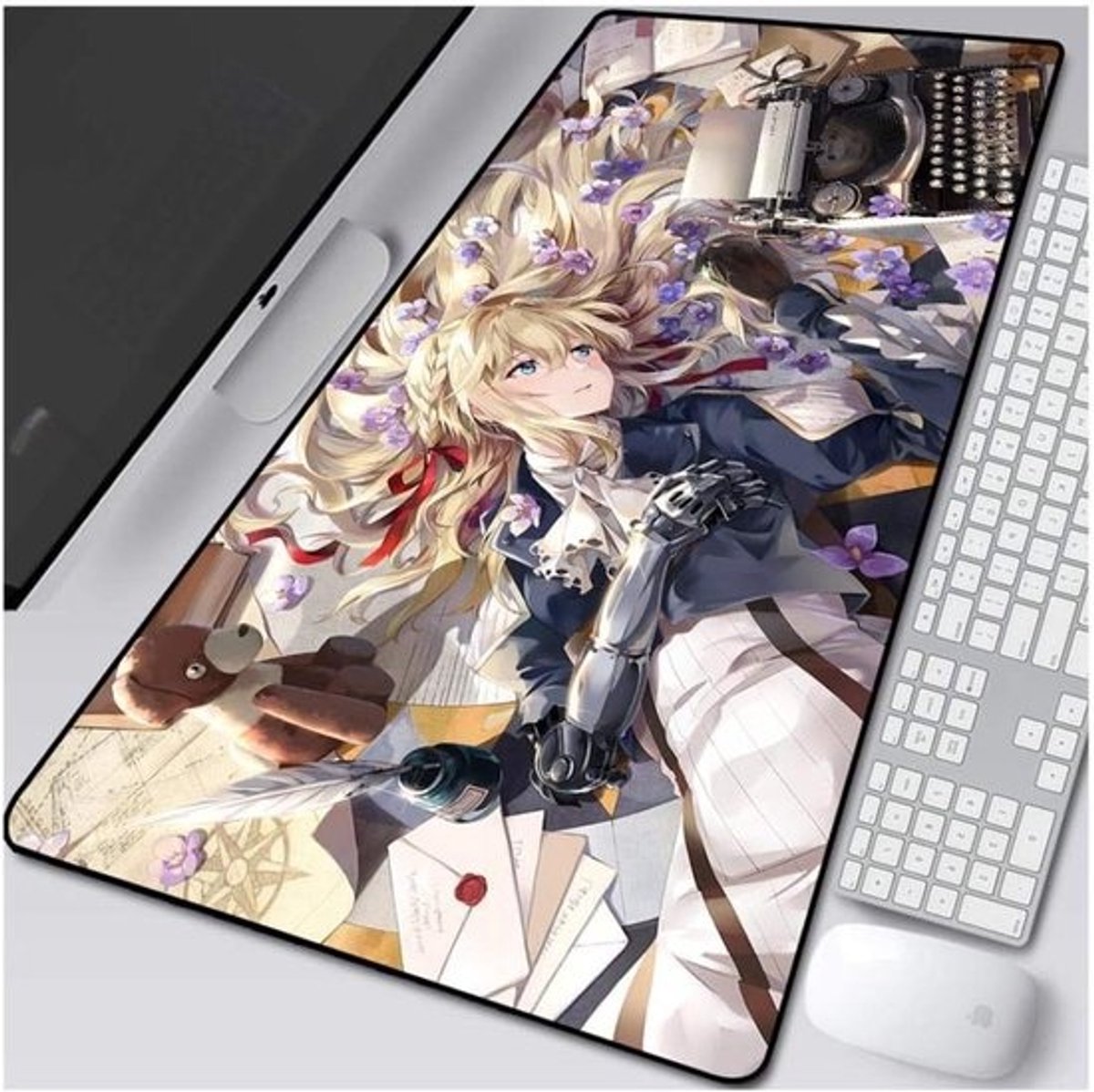 XXL Muismat - Grote Mousemat Bureau Onderlegger - Precisie Gaming - Zijdezacht Oppervlak - 900 x 400 mm - Paars