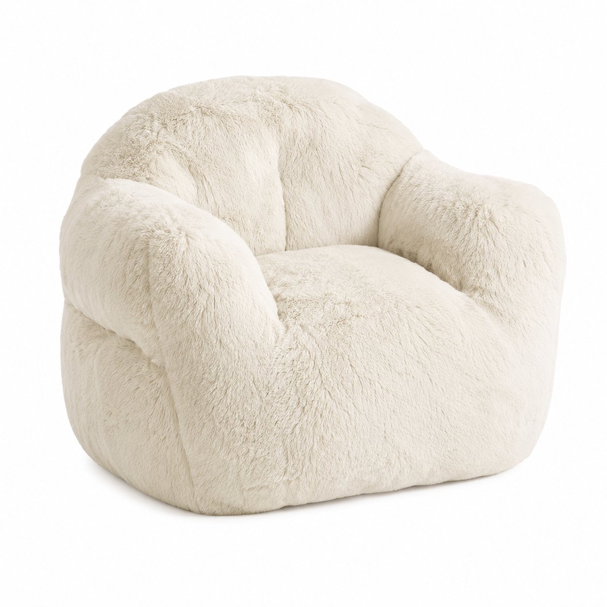 VILIMA - Zitzak - Poef - Loungestoel - Fauteuil - Fluffy - Voor volwassenen en kinderen - Comfortabel- Beige - 130x105x85cm