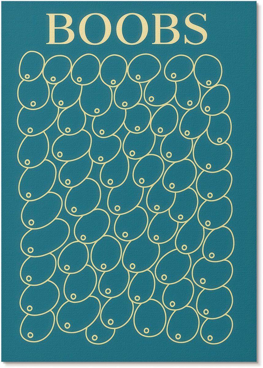 Tulup Polycanvas Poster - Borstvormen, Typografie - A4 - Turkoois Design - Rechthoek - Muurdecoratie - Woonkamer, Slaapkamer, Kantoor - Humoristisch