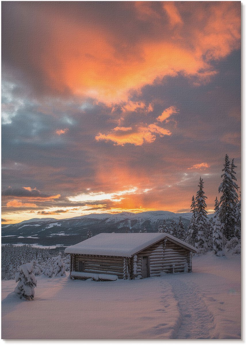Tulup Polycanvas Wandposter - Winterlandschap, Fotografie - A4 - Oranje Wandposter - Rechthoek - Interieurdecoratie - Woonkamer, Slaapkamer, Kantoor - Rustiek