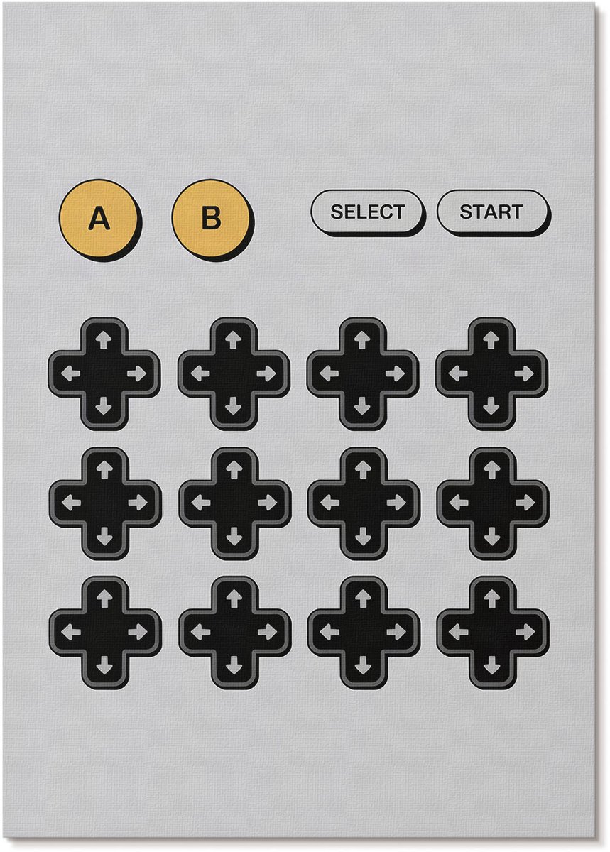 Tulup Canvas Poster Polycanvas - Retro Game, Typografie - A4 - Zwart Decoratie - Rechthoek - Decoratieve poster - Woonkamer, Slaapkamer, Kantoor - Popcultuur