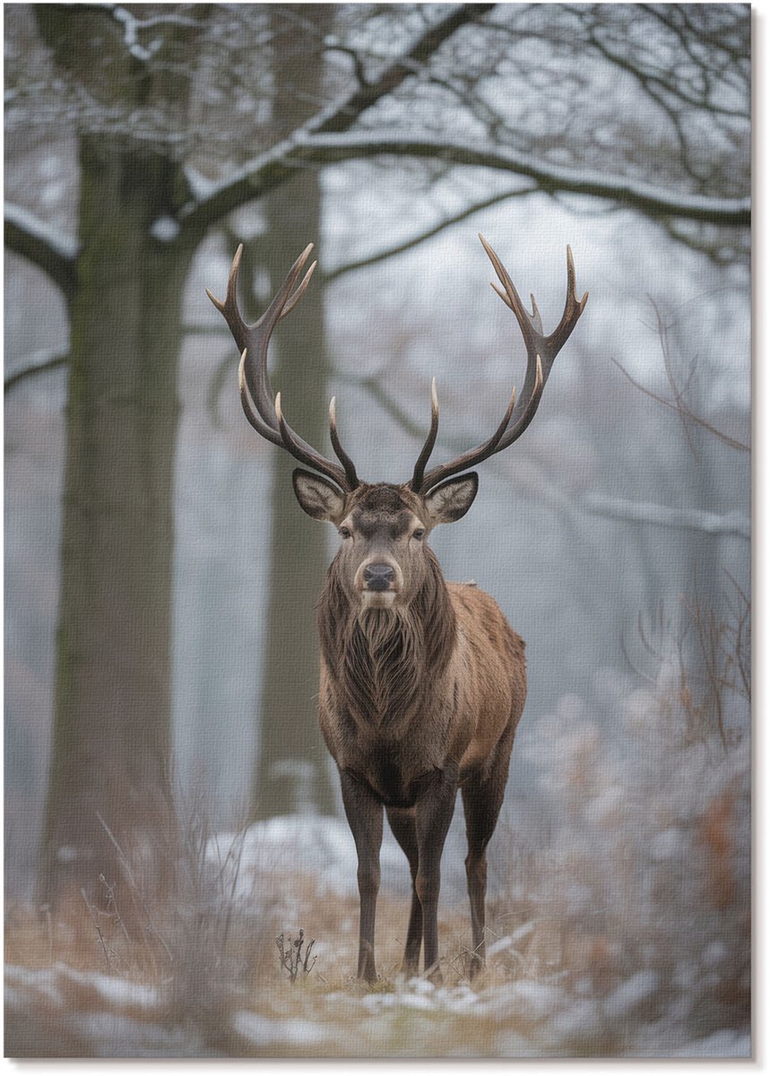 Tulup Polycanvas Wandposter - Winterhert, Fotografie - A4 - Grijs Decoratie - Rechthoek - Canvasposter - Woonkamer, Slaapkamer, Kantoor - Klassiek