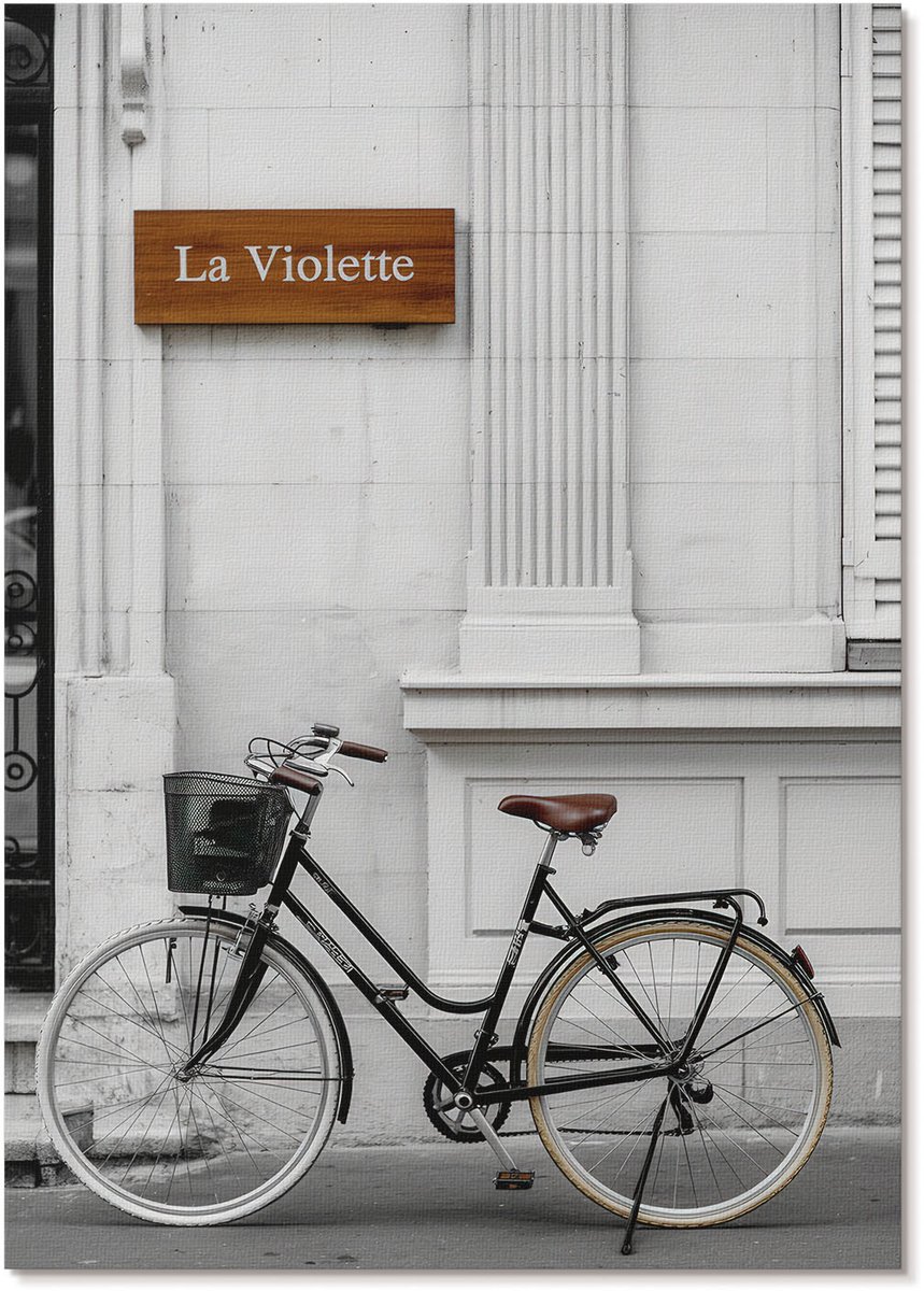 Tulup Canvas Poster Polycanvas - Fiets Tegen De Muur, Fotografie - A4 - Wit Decoratie - Rechthoek - Decoratieve poster - Woonkamer, Slaapkamer, Kantoor - Vintage