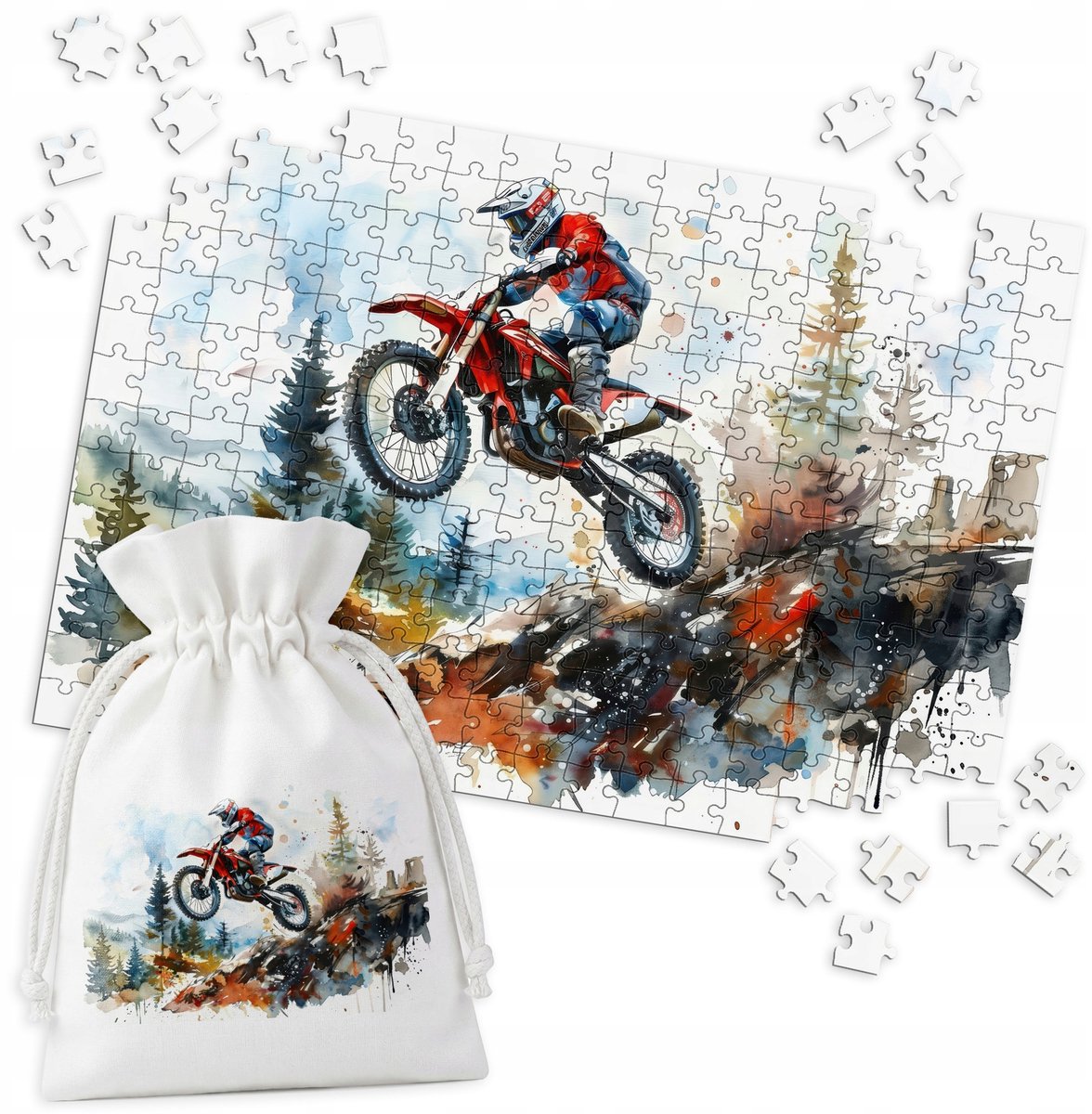 Merkloos Puzzel 252 Stukjes - Motocross in Bos
