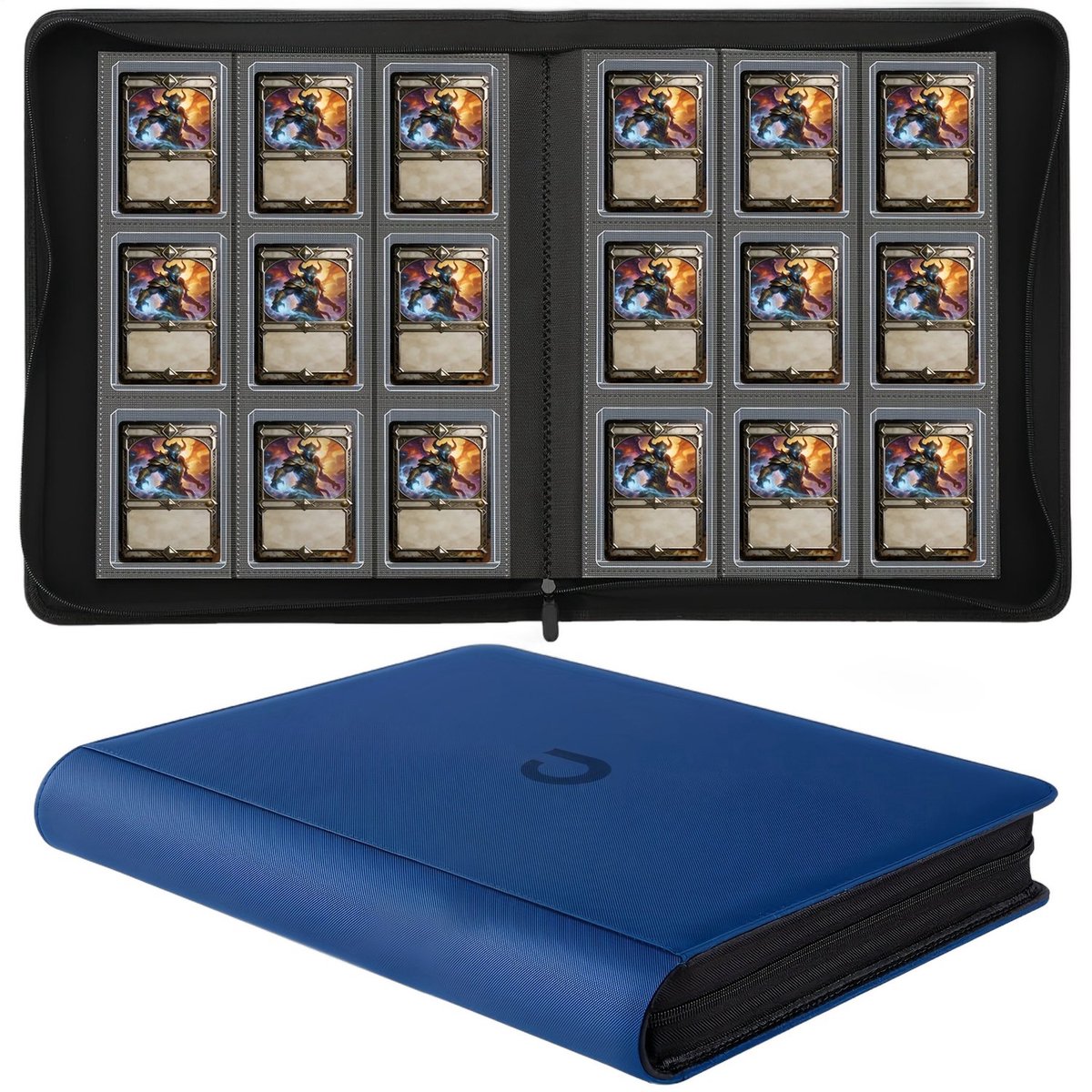 Currero Toploader Binder - Verzamelmap Kaarten - Geschikt voor Pokemon - 4 Pocket - 9 Pocket - 12 Pocket - Trading Card Map - Toploadermap - Blauw - 288 Kaarten