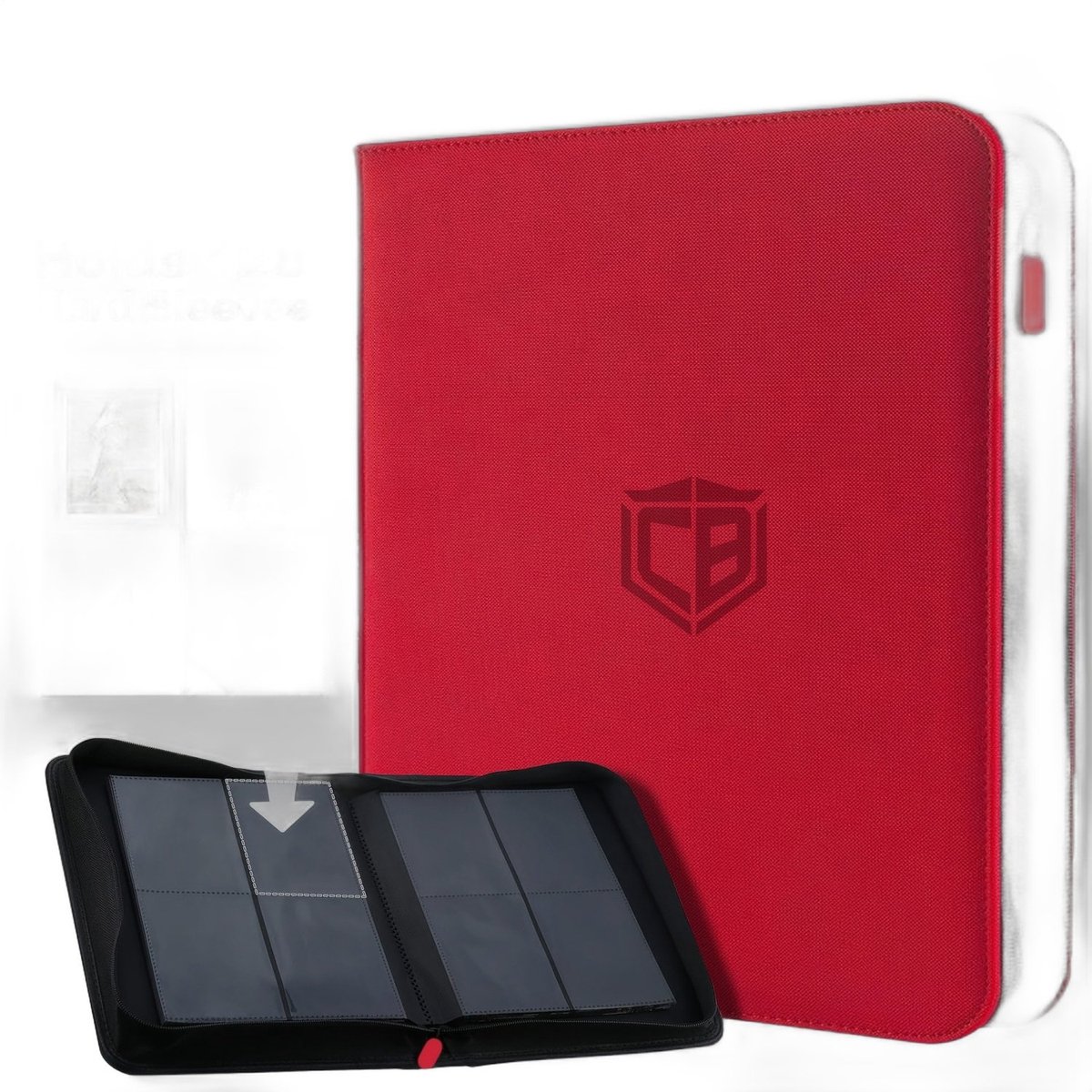 Currero Toploader Binder - Verzamelmap Kaarten - Geschikt voor Pokemon - 4 Pocket - 9 Pocket - 12 Pocket - Trading Card Map - Toploadermap - Rood - 128 Kaarten