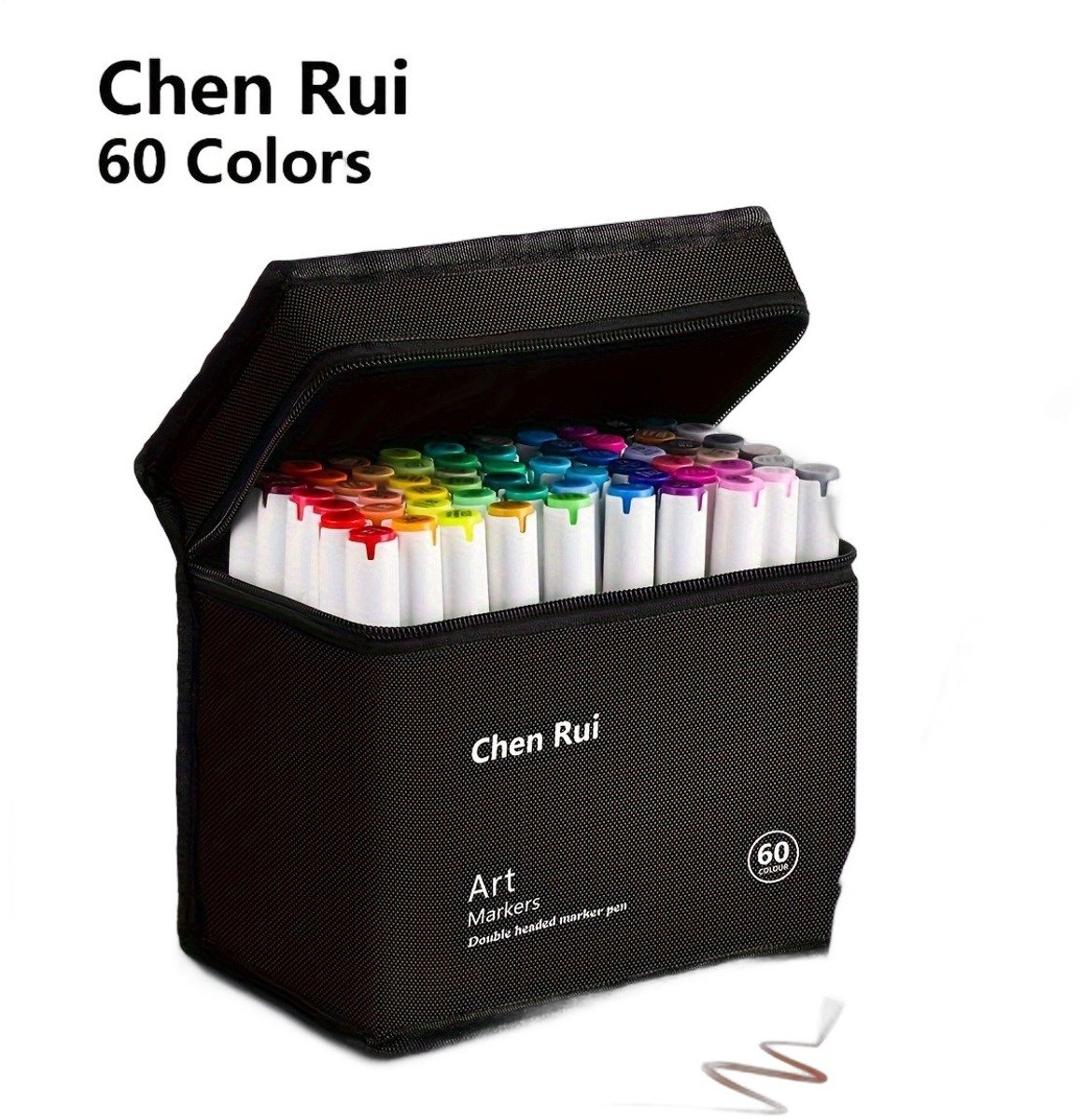 Currero Aquamarkers - Twinmarkers - Brushpennen - Stiften - Markeerstiften Op Waterbasis - Dual Tip - Tekenen En Kleuren - 60 Kleuren