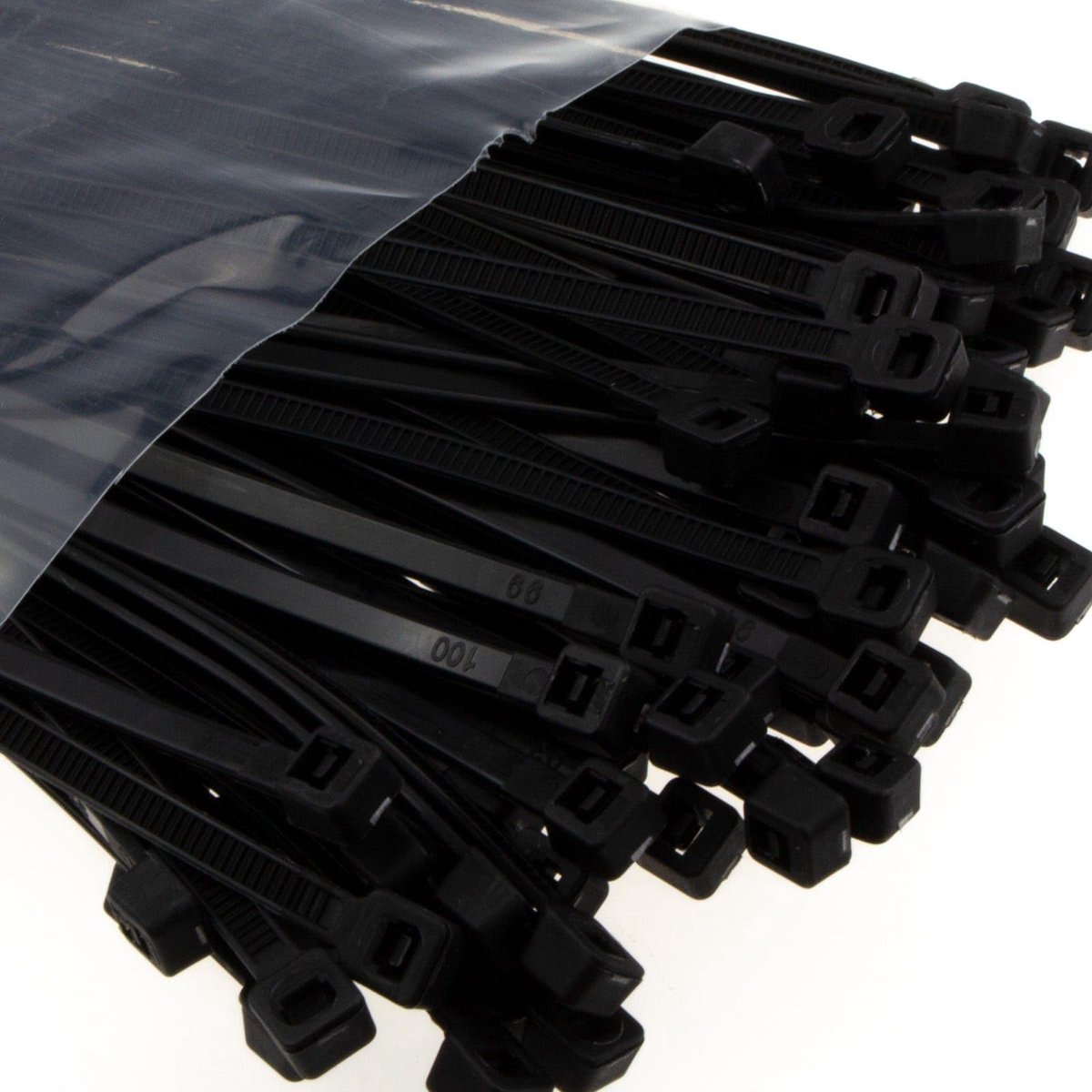 enTie Zwarte kabelbinders 3,6 mm x 250 mm nylon 66 UL-goedgekeurd [100 stuks] [250 mm x 3,6 mm] - ShopVlot