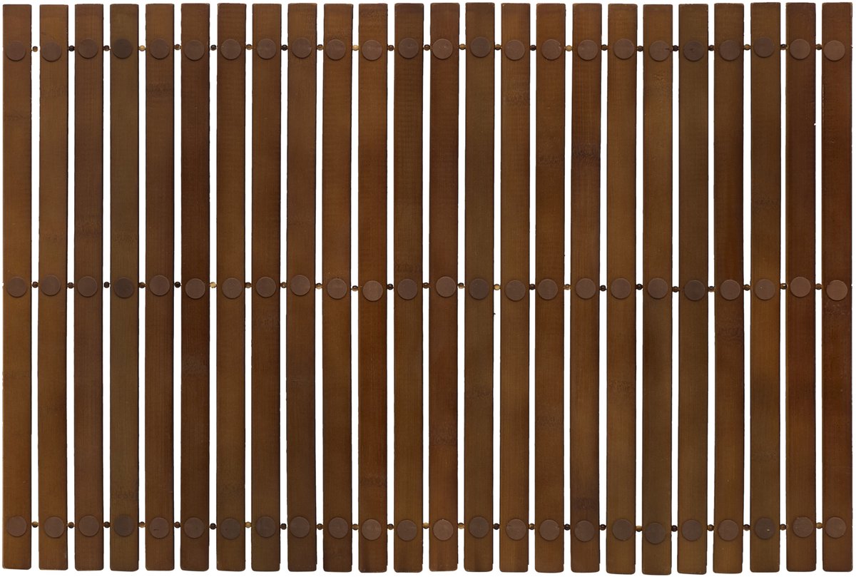 5Five vloer badmat - donker bamboe hout - antislip - douchemat - 60 x 40 cm - saunamat