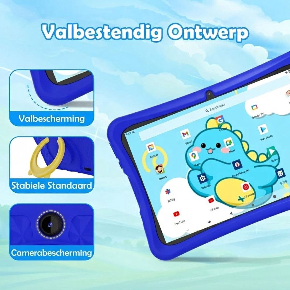 KIRA® kindertablet - Kidsproof Tablet - Tablet - Blauw - 25cm x 17cm x 1cm