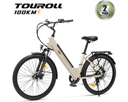 Touroll J2 ST Elektrische Fiets / E-bike - 250W Motor - 45 Nm - 100 km Actieradius - Shimano 7 Versnellingen - Lage Instap - Bagagedrager - Zand