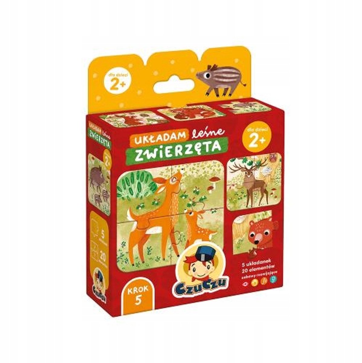 CzuCzu Bosdieren Puzzels 2+ jaar - 5 puzzels, 20 stukjes