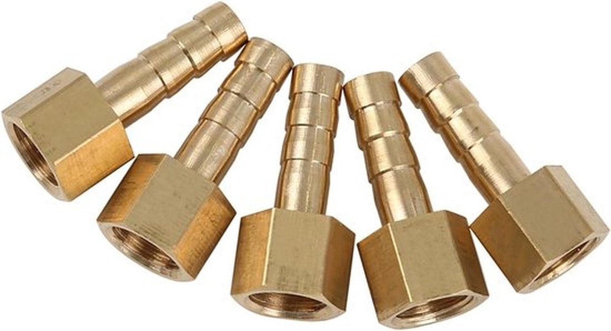 Messing slangtule 6 mm 1/8 inch - 5 stuks - Slangaansluiting - Artikel vervanging