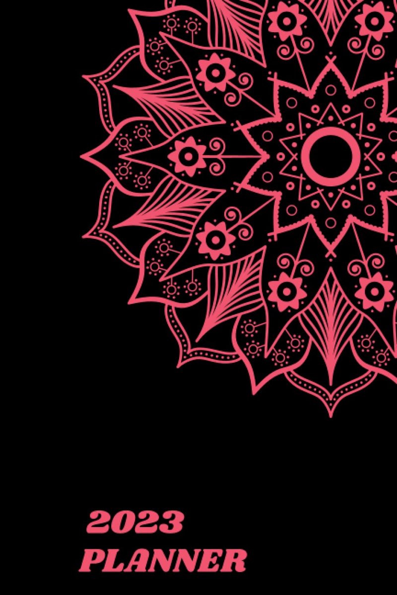 Funky Roze zwarte Mandala bloem Sterrenplanner 2023: Mindfull Positief Dagboek 2023 Organiseer jezelf - ShopVlot
