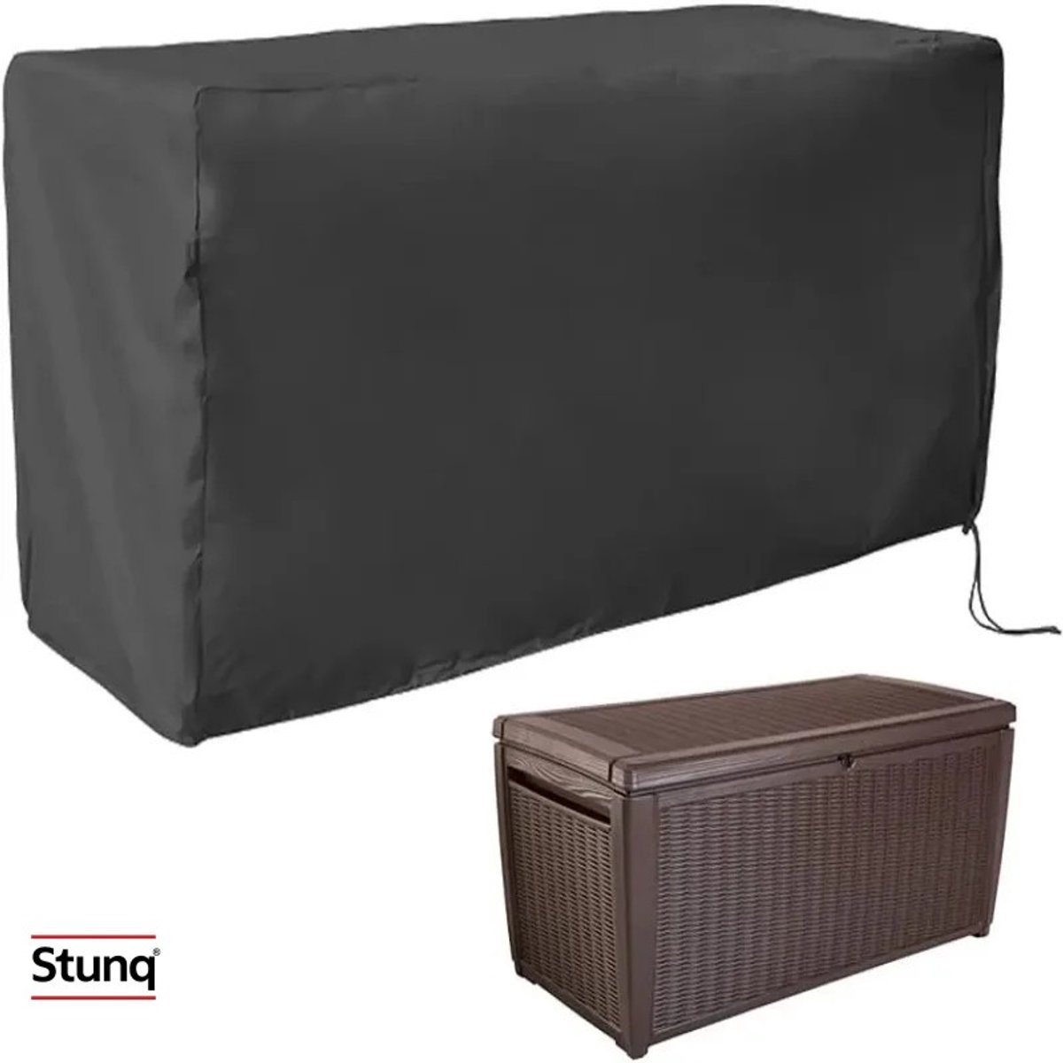 Stunq Waterdichte Zware Hoes voor Patio Ottomaanse Deck Box 158x76x69 cm Zwart