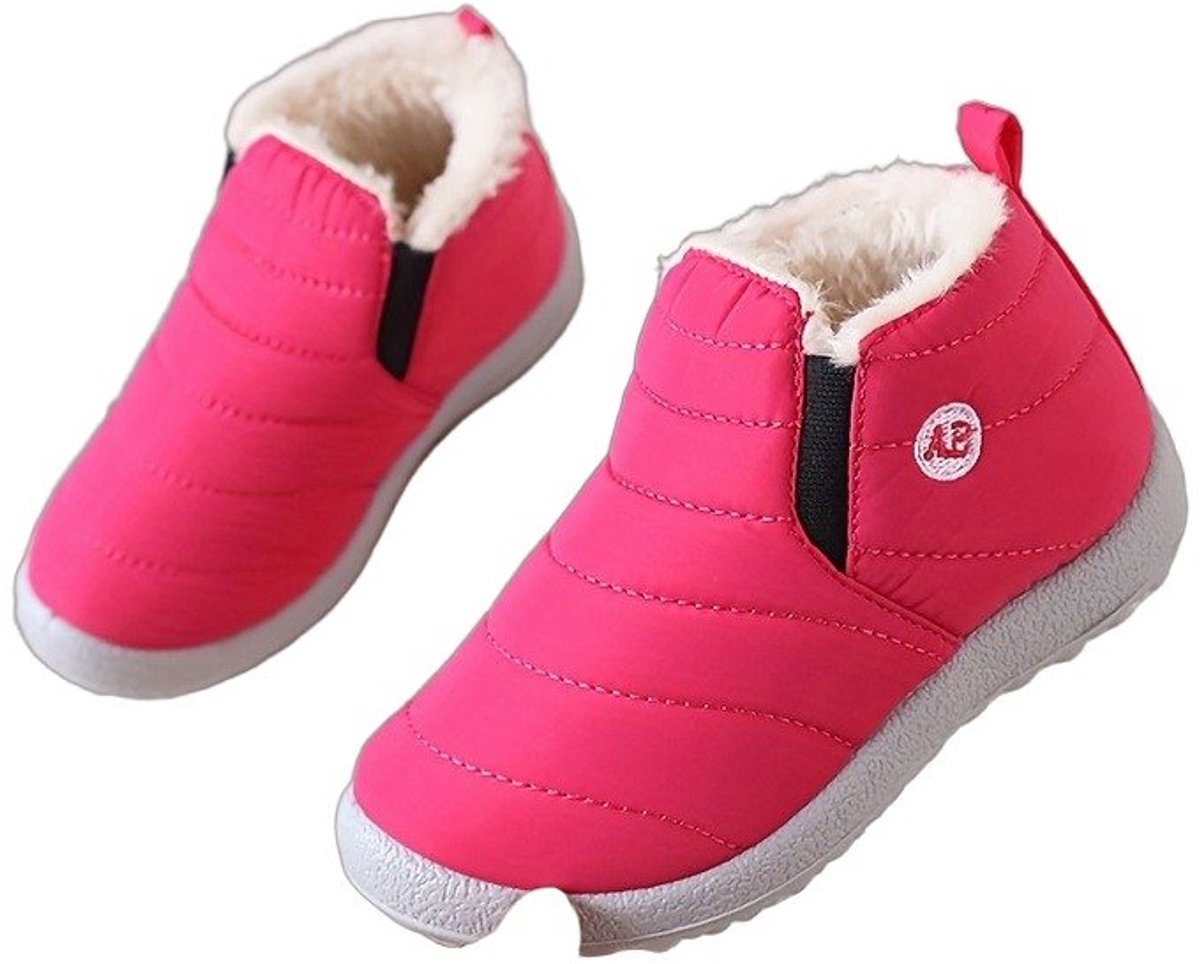 Currero Snowboots Meisjes Sneeuwlaarzen Kinderen Winterlaarzen Meisjes Gevoerde Winterschoenen Waterdicht Antislip Zool Warm Gevoerd Kinderlaarzen Rode Roos