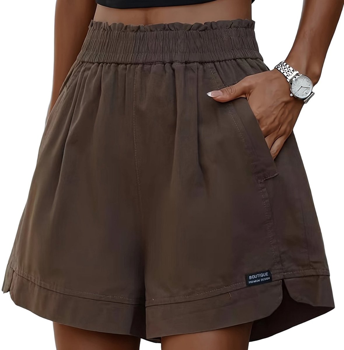 Currero Jorts Dames Jeans Short Korte Spijkerbroek Baggy Fit – Cargo Short Zomer Grote Maten Koffie Bruin