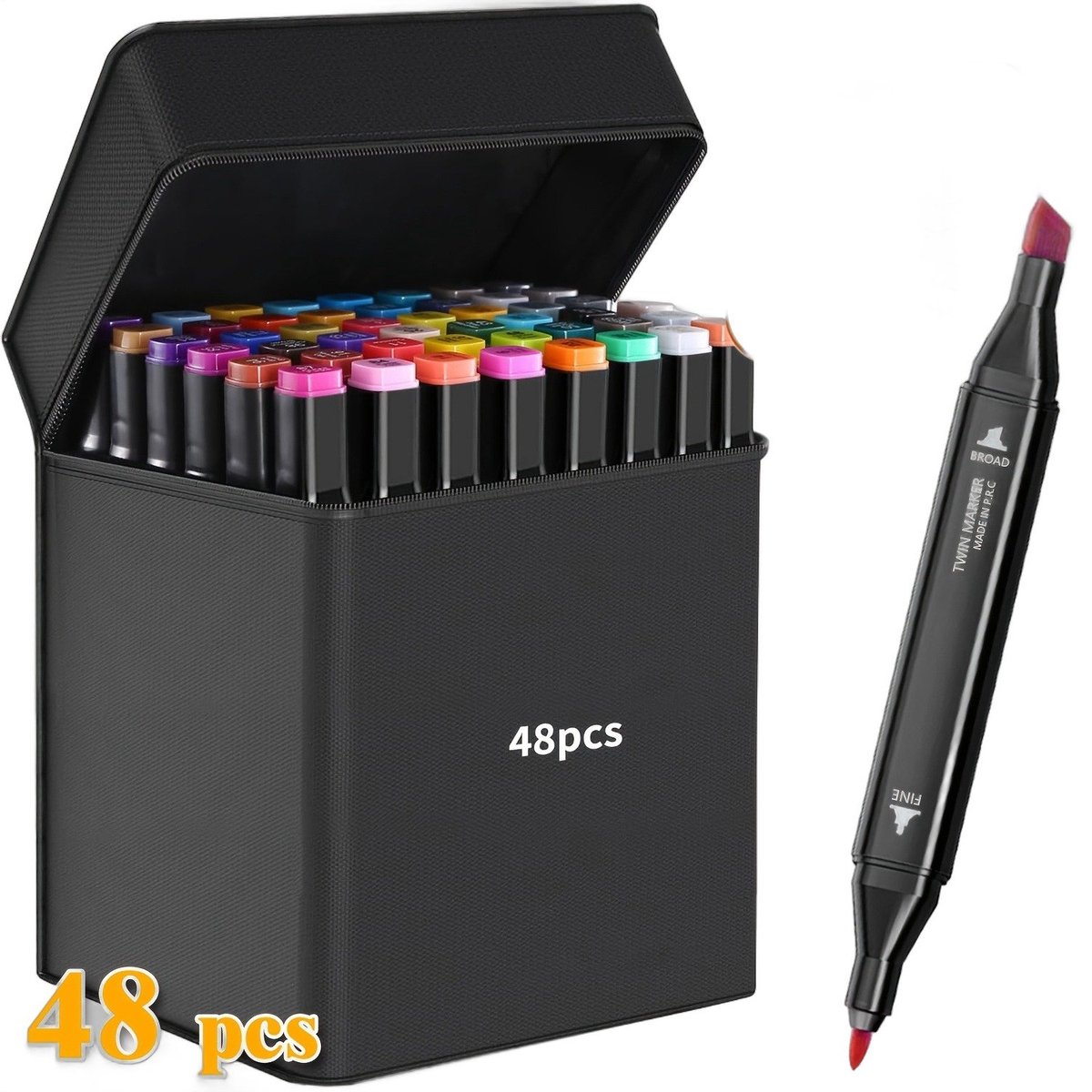 Currero Aquamarkers - Twinmarkers - Brushpennen - Stiften - Markeerstiften Op Waterbasis - Dual Tip - Tekenen En Kleuren - 48st
