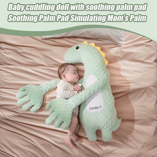 Kinder Slaapcomfort Kussen, Rustgevend kussen voor baby's,Pluche Speelgoed Kussen, Rustgevend Pluche Kussen – Helpt De Baby Slapen, Knuffeldier Super Zacht Pluche Kussen, Geschikt Voor Familie En Reizen Poppen (Dinosaur) — afbeelding 3