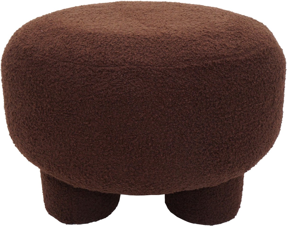 Poed MCW-Q49, zitpoed, ottomane, gestoffeerde poed, poef, stof/textiel bouclé (200 g/m²) 55 cm ~ donkerbruin