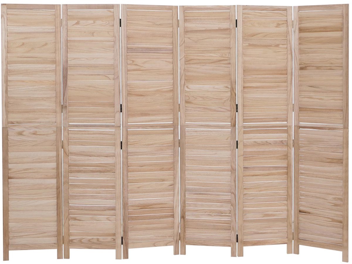 Kamerscherm MCW-C30b, ruimteverdeler, scheidingswand, zichtbescherming, vintage paulowniahout 180x242 cm ~ naturel