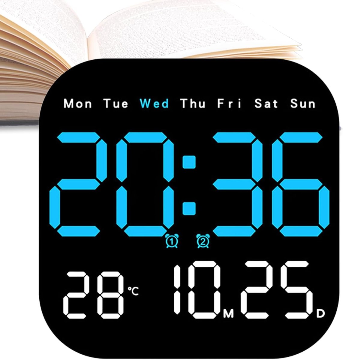 Digitale kalenderklok, led-demenhorloge, digitale klok met datum en dag