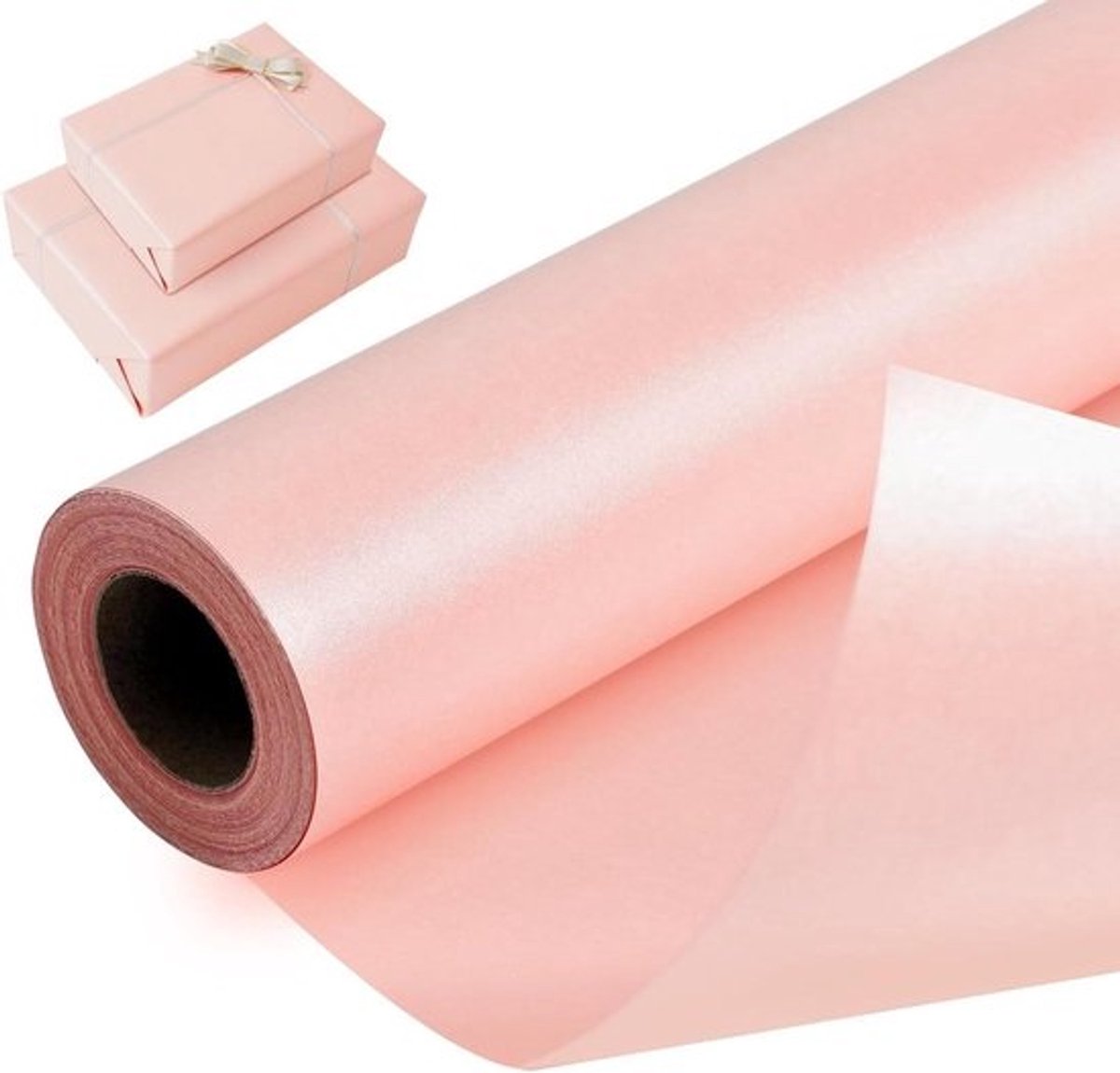 Roze Inpakpapier Rol - Geschenkpapier Parelafwerking - Cadeaus Versieren - Dubbelzijdig Parelglans - 43 cm x 10 m - Roze