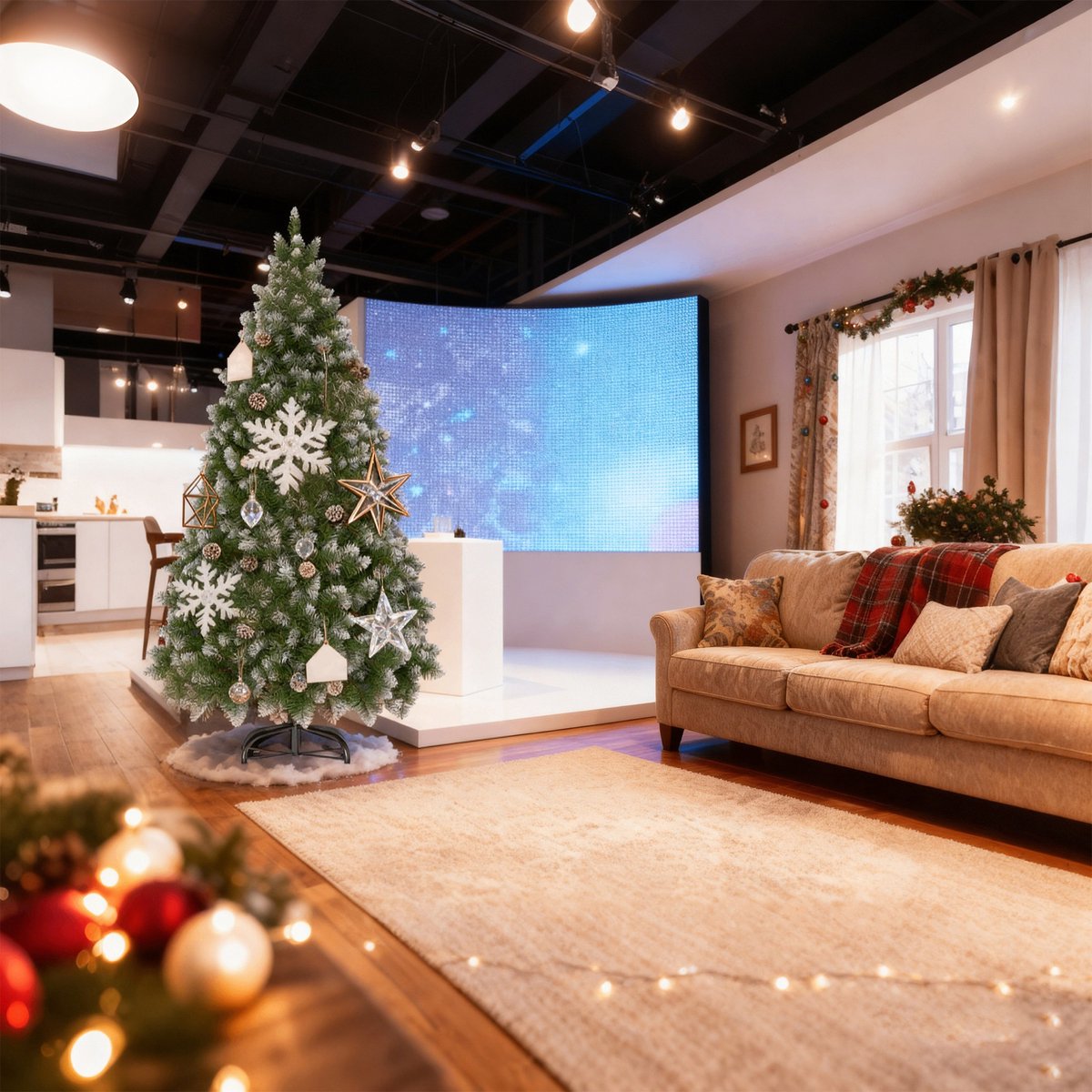 Kerstboom – 210cm Kunstkerstboom – Met Sneeuweffect & Dennenappels – Groene PVC Takken – foto 6