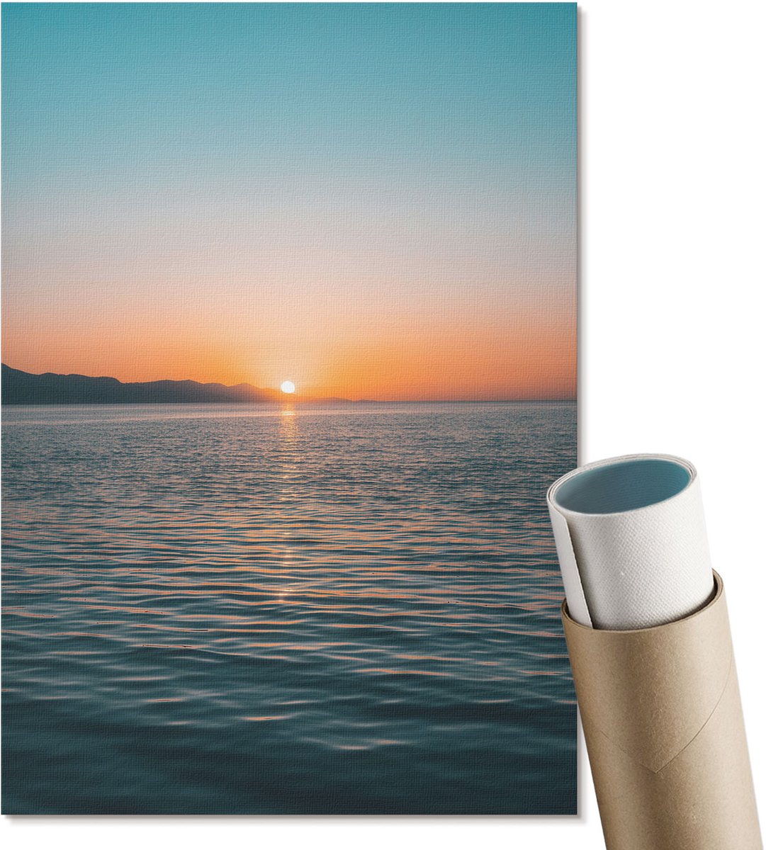 Coloray Polycanvas Wandposter - Zonsondergang, Fotografie - A4 - Oranje Illustratie - Rechthoek - Canvasposter - Woonkamer, Slaapkamer, Kantoor - Modern