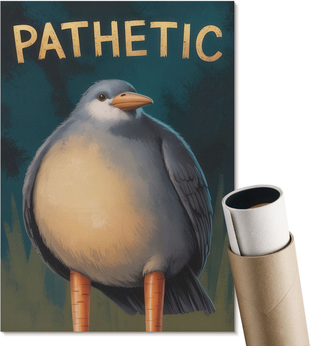 Coloray Polycanvas Poster - Zielig - Vogel, Illustratie - A4 - Turkoois Design - Rechthoek - Wandkunst - Woonkamer, Slaapkamer, Kantoor - Humoristisch