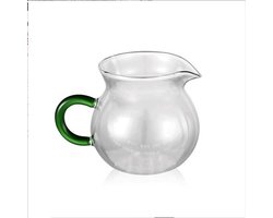 Melkopschuimbeker Glas - Koffiekan Melkopschuimer - Koffie Maken - Druppelvrije Uitloop - 150 ml - Groen