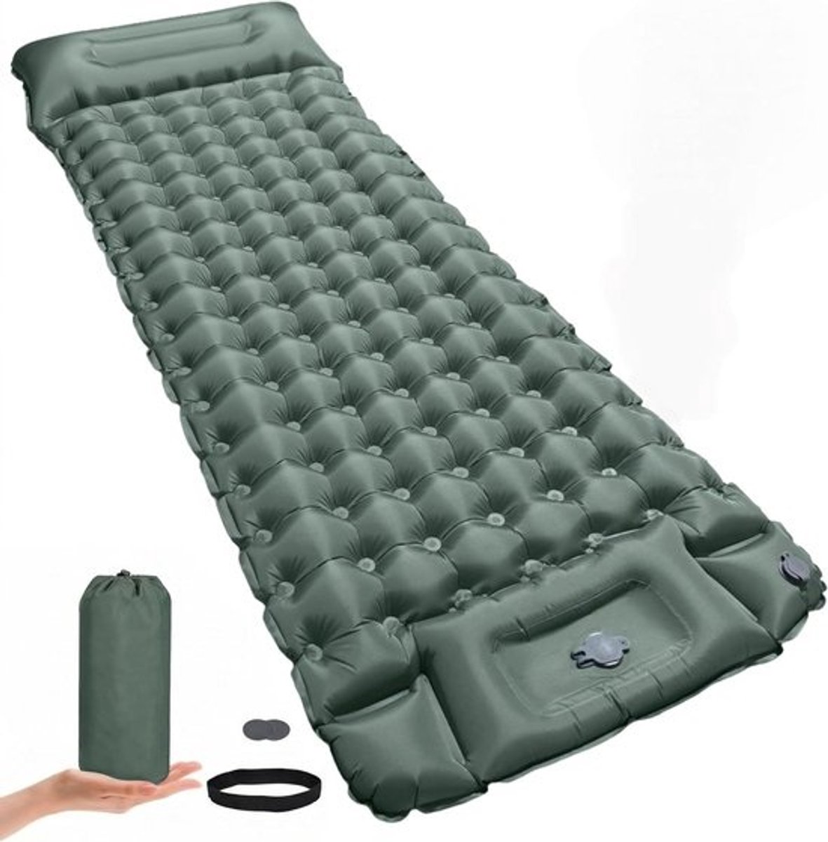 Opblaasbare Slaapmat - Kampeer mat - Backpacken en reizen - Geïntegreerd kussen voetpomp - 195 x 70 cm - Blauw