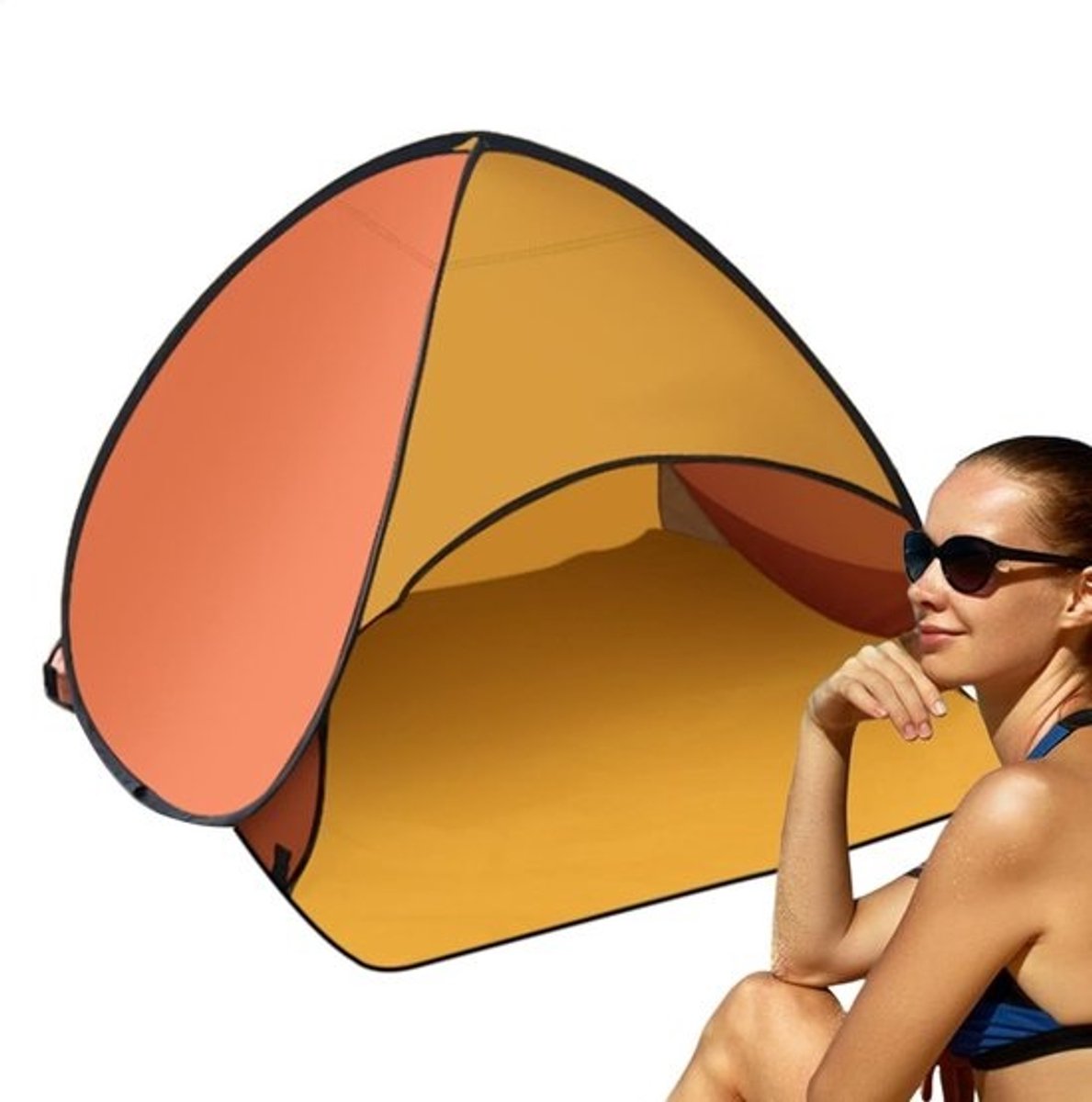Strandtent - Zonnescherm Luifel - Outdoor Bescherming - Snel Opzetten - 59 x 78 x 49 cm - Geel Oranje