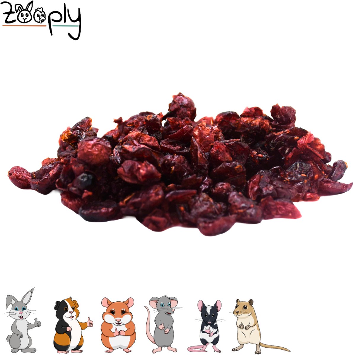 Zooply Cranberry - Kruiden & Snacks - 100% natuurlijk - Voor konijnen & cavia's - 250 gram