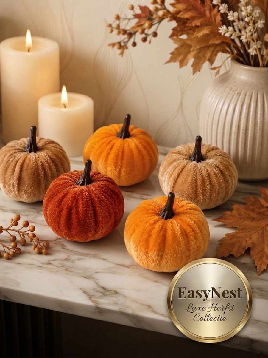 12 Stuks Mini Kunstpompoenen – Fluwelen Pompoen Decoratie – Herfstdecoratie, Halloween & Thanksgiving – Tafelversiering, Tafeldecoratie & Herfstdecoratie voor Huis