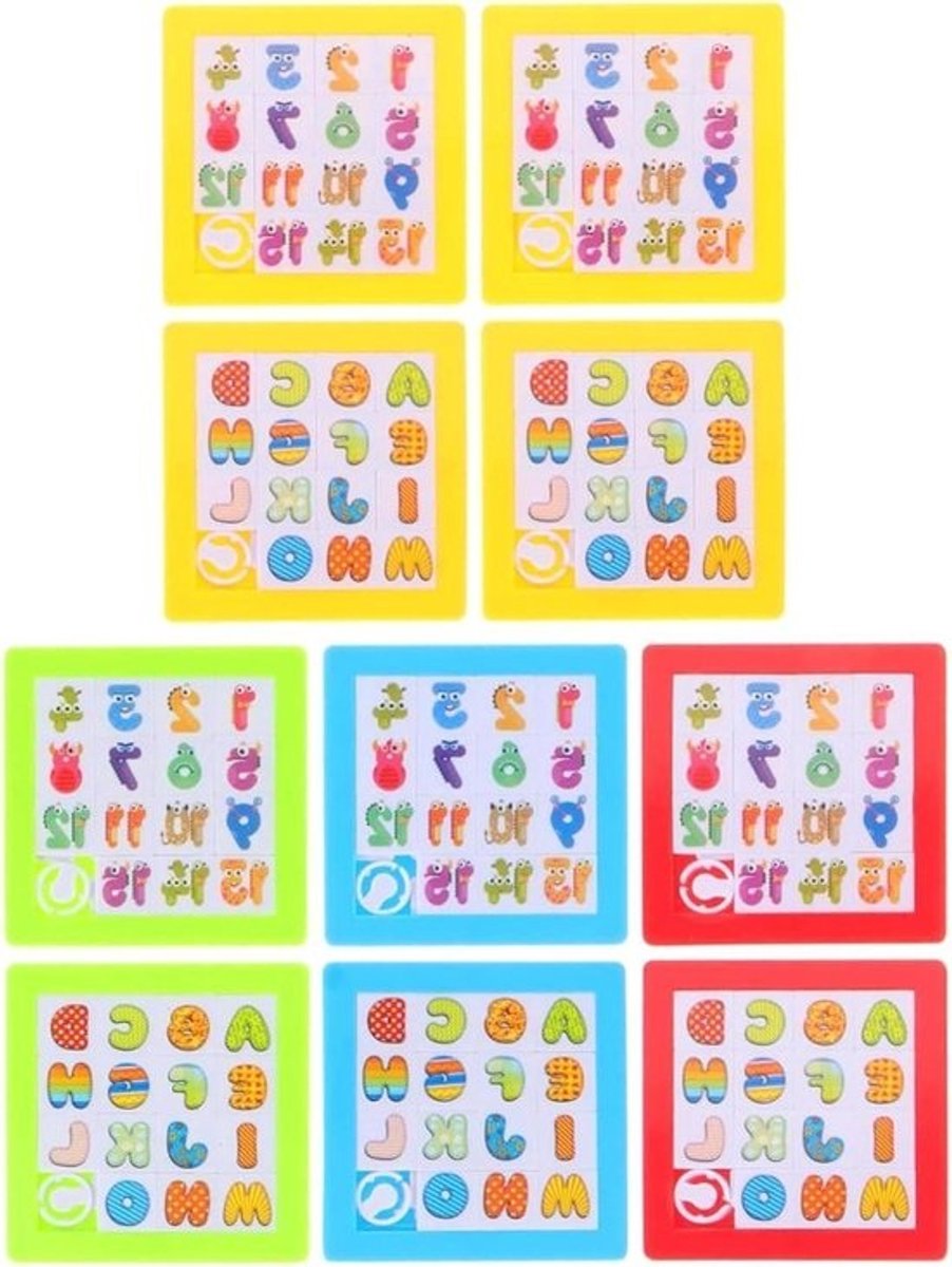 Schuifcijferpuzzel Kinderen - Denksport Educatief - Cognitieve Vaardigheden Trainen - Ontwikkelt Fijne Motoriek - 7 x 7 cm - Meerdere Kleuren