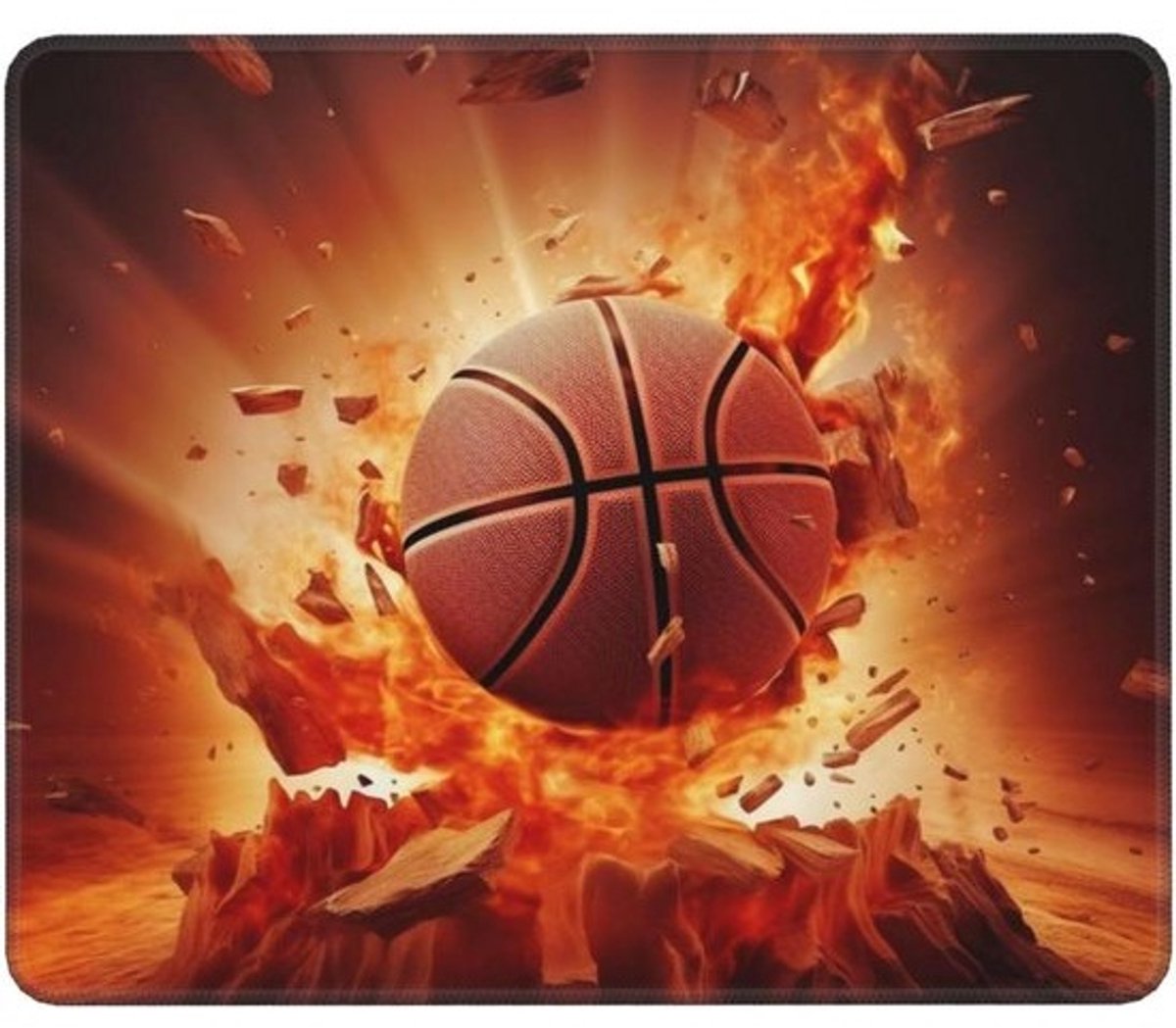 Muismat Rechthoekig - Bureauonderlegger Toetsenbordmat - Nauwkeurig Muis Gebruik - Gestikte Randen - 218 x 178 cm - Basketbal