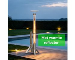Green Flame Outdoor Lounge Heater + reflector BPH-R80-P - Pellet Terrasverwarmer - Pellet Terrasheater - Fire Tube - Buitenverwarming - Tuinhaard -