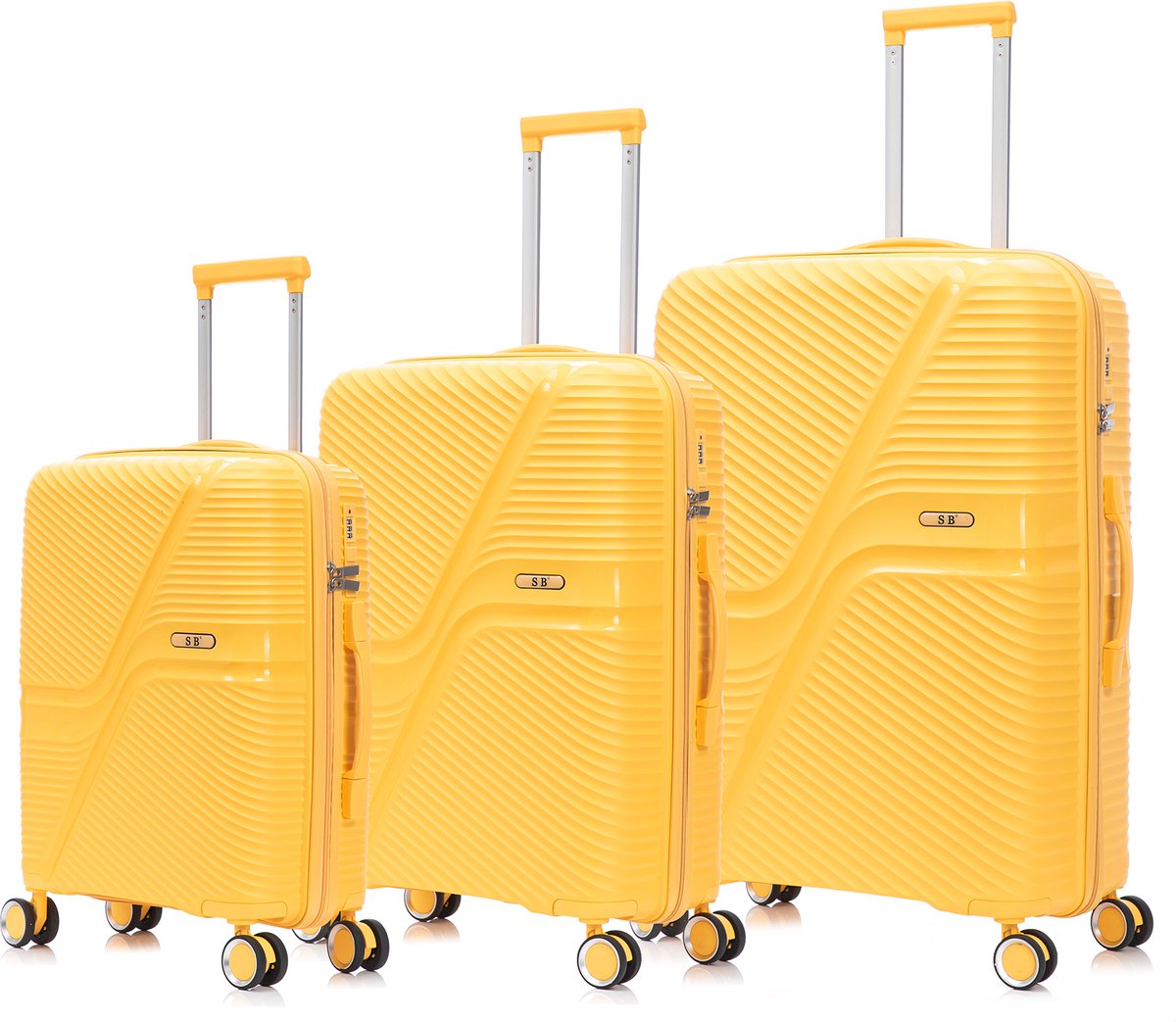 SB Travelbags 3 delige kofferset 4 dubbele wielen trolley - Geel