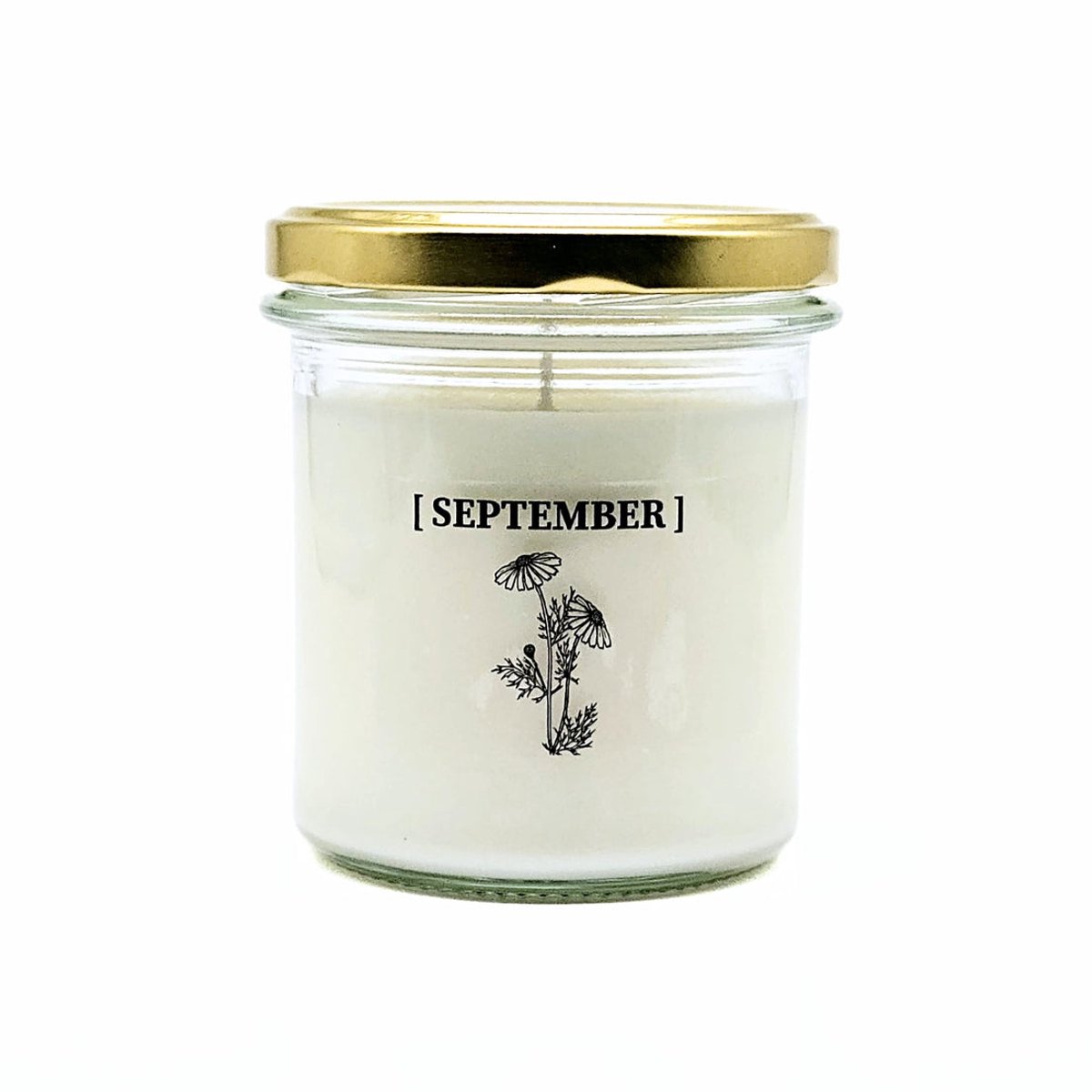 Candlelight-on - geurkaars met geboortebloem en geboortedatum - 6 september - o.b.v. sojawas en etherische oliën