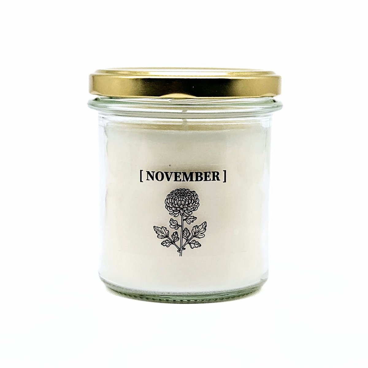 Candlelight-on - geurkaars met geboortebloem en geboortedatum - 11 november - o.b.v. sojawas en etherische oliën