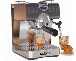 Espressomachine met Stoompijp - 20x27x31cm - Compacte Koffiemachine - Plastic Behuizing - Thermoblock - Melkopschuimer - 1.5L Watertank - Voor Espresso En Latte - Zilver
